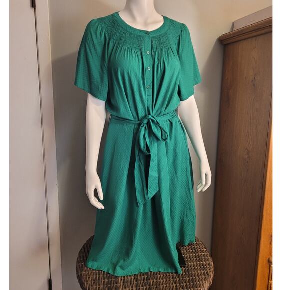 NWT Croft Barrow Green Swiss Dot Midi Dress XXL Cottagecore Modest Spring Career - Picture 10 of 14